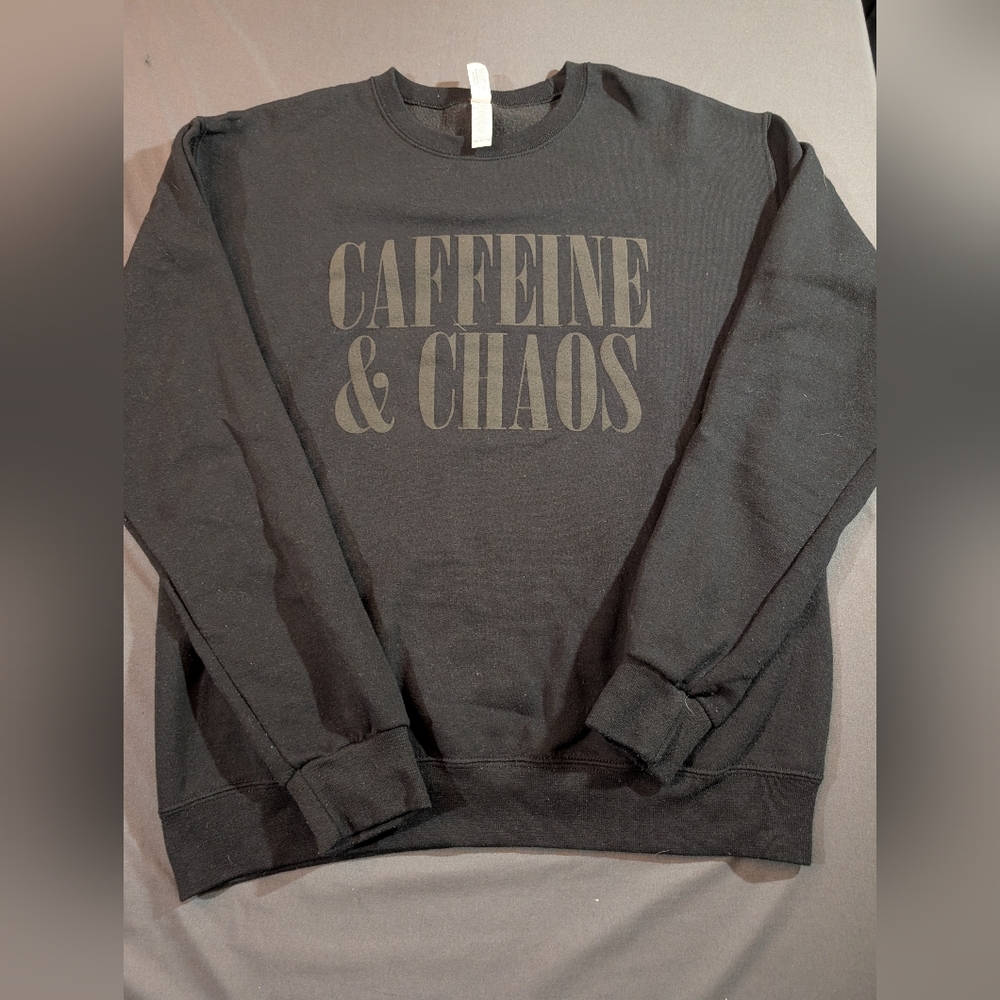 Jerzees Black Crewneck Sweater with Graphic Print